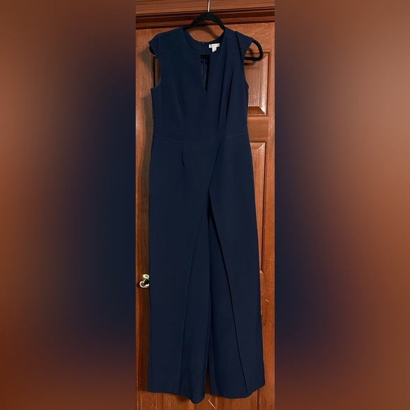 Elegant New York & Company Navy Wide-Leg Jumpsuit Womens Size 8 - Picture 1 of 7